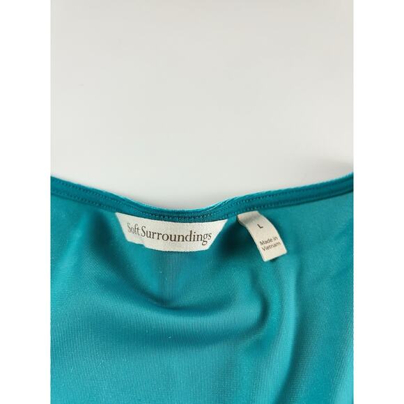 Soft Surroundings L Large Turquoise Isolde Velvet Tunic Top Long Sleeve V-Neck - Picture 3 of 13